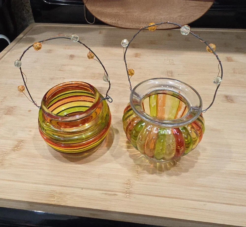 Vtg. Source Unknown Green and Orange, Appeare To Be Hand-painted